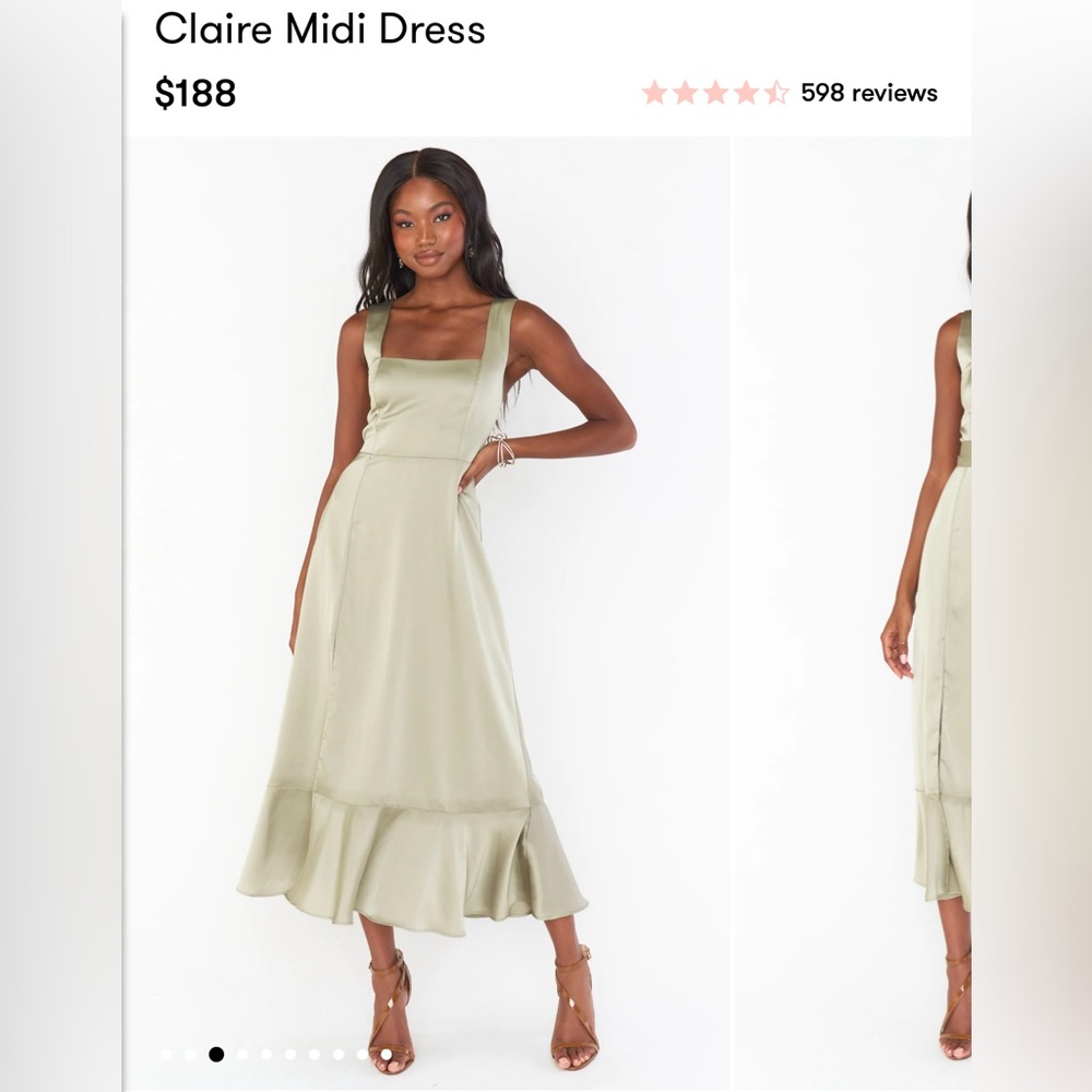 Show Me Your Mumu Claire Midi Dress Moss Green Luxe Satin